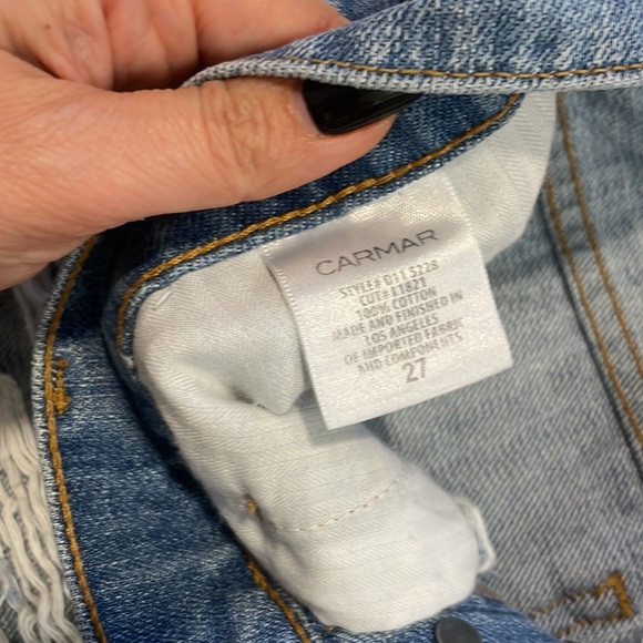 Carmar Los Angeles distressed denim button down shorts size 27 - Picture 3 of 7
